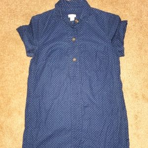 J.Crew, XS, Corduroy Navy and White Dot, Shirtdress